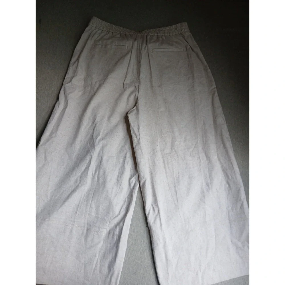 Banana Republic Pants Large Linen Flax Blend Super Wide Leg Pleated New